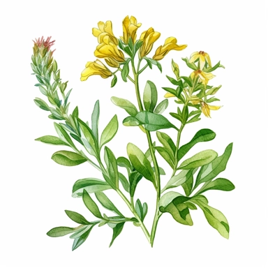 Cat's claw herb, watercolour clipart on white background
