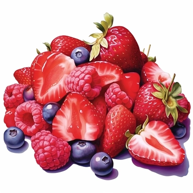 strawberry watercolor background, vector graphics, png and jpg watercolor pattern, art, in the style of dmitri danish, playful still life paintings, zeiss ikon zm, luminous 3d objects, fragmented icons, lucy glendinning, contemporary candy-coated Clipart cartoon t-shirt graphic, vector, contour, isolated on a white background