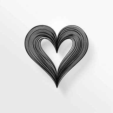 hand drawn 1 line minimalistic black heart with white background, smooth lines, clipart