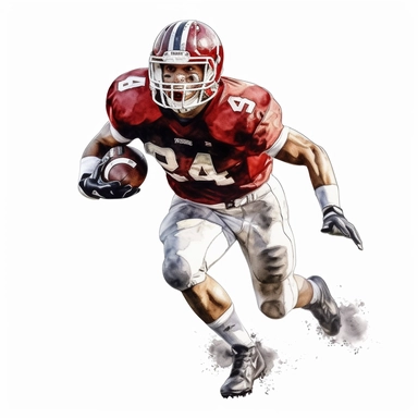 a football player, hyper realistic, clipart on white background, watercolor , high definition