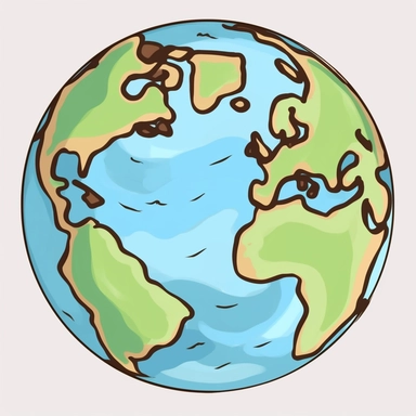 earth, planet clipart, cartoon style