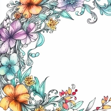 clipart thin watercolor floral flourishes corners for frames , white background