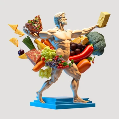 nutrition god as as a food 3D clipart, 4K,in various types of foods with transparent background, insane detail