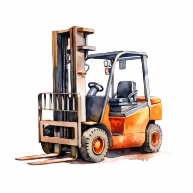 watercolor fork lift clipart, white background