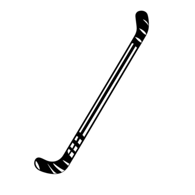 Ice hockey stick clipart, simple, black and white, white background