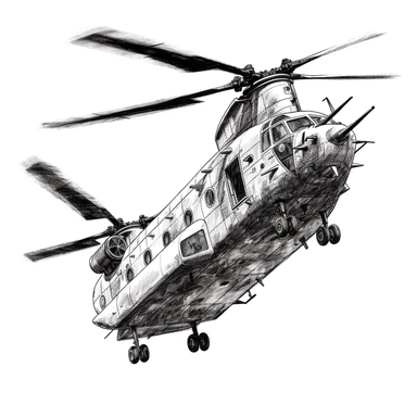 chinook helicopter flying in sky clipart