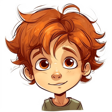 cartoon, clipart, stock photography, white background, vector, little boy with brown hair, portrait ,