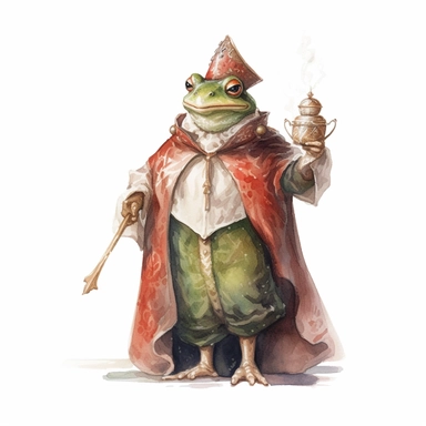 a detailed watercolor fairytale frog clipart, as it portrays the frog dressed as a typical medieval plebeian, evoking a sense of historical authenticity and transporting you to a world of fairytale nostalgia, 8k, fantasy style, white background