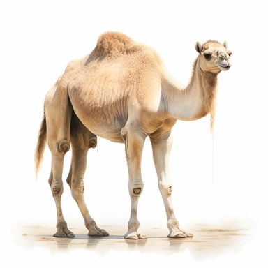 watercolor for a clipart with a white background of a camel, hyperrealism, painted by Bo Bartlett