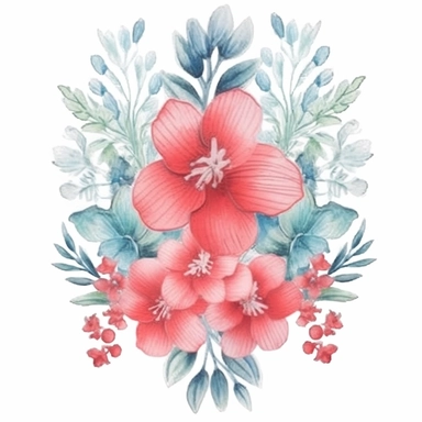 Design a dreamy watercolor clipart of a Bouquet of coral and turquoise flowers arranged in a cascading and underwater-inspired style design composition, hand-painted with soft and graceful brushstrokes. Draw inspiration from the artistic finesse of Ethereal Petals Watercolors for a refined and ethereal depiction. isolated on a white background, hand-drawn illustration, hand-painted watercolor texture, 16k UHD resolution, intricately detailed, sharp focal points, designed by Ana Victoria Calderon