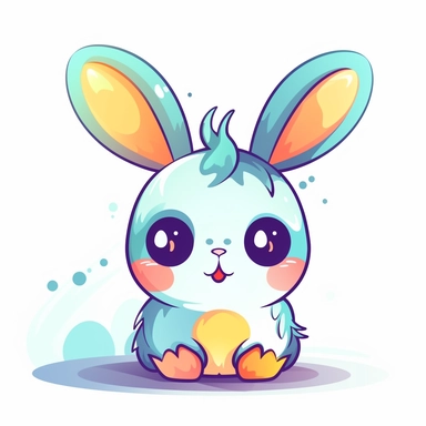 vector icon, digital art icon, a cute rabbit, white background, wise, simple shapes, clipart, anime, chibi, vivid colors, superb, vector, easter style