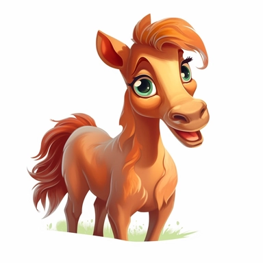 cartoon cute horse oil painting Clipart