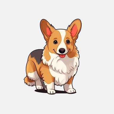 cute Welsh Corgi Cardigan, clipart, iconography, minimalist, transparent background