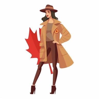 modern canadian woman clipart, whole body