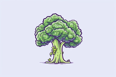 vector line art of a broccoli clipart, subtle pastel color, 4k uhd