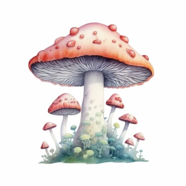watercolor Cryptococcus mushroom clipart in nature, white background