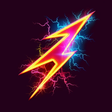 80s theme lightening bolt, neon retro style, bold color, photorealistic, high-resolution photography, transparent background PNG clipart – ar 16:9