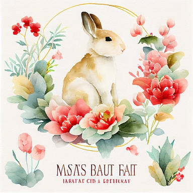 Chinese new year of rabbit watercolor clipart