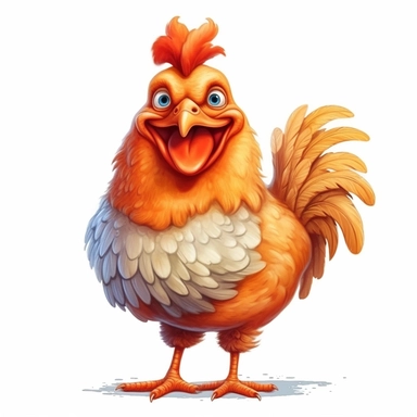 Cute Beautiful Happy Face Chicken Full body Sublimation Clipart,Cartoon,hyper realistic, intricate detail, illustration style,high solution,on the white background