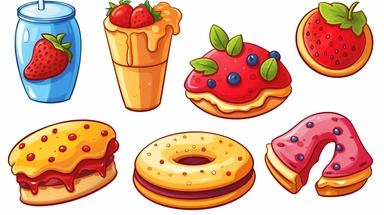 cartoon food clipart, isolated, white background, vector graphic