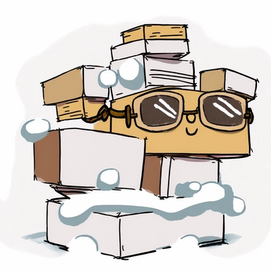 clipart a stack of moving boxes in the snow reading glasses in the snow cute linedrowing