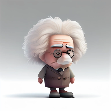 einstein, pixar style, clipart, white background