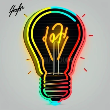 Clip art image of light bulb idea icon, the images should be versatile and suitable for use in a variety of projects such as presentations, social media posts, blog articles, and more. The style should be modern and clean, with bold lines and neon colors