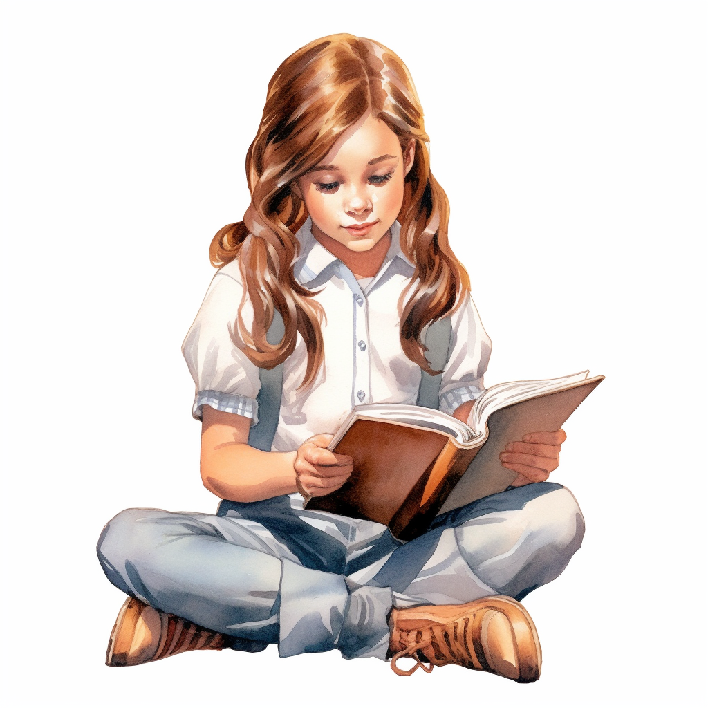 girl reading clipart
