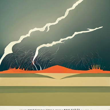 lightning strike, great plains, vector art, flat modern illustration, clipart