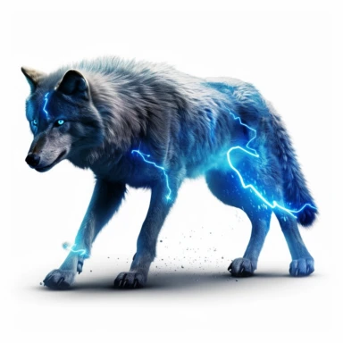 Blue wolf walking, lightening clipart