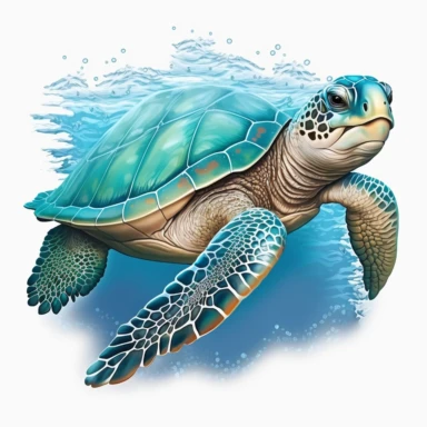 cheerful sea turtle gliding through the ocean clipart
