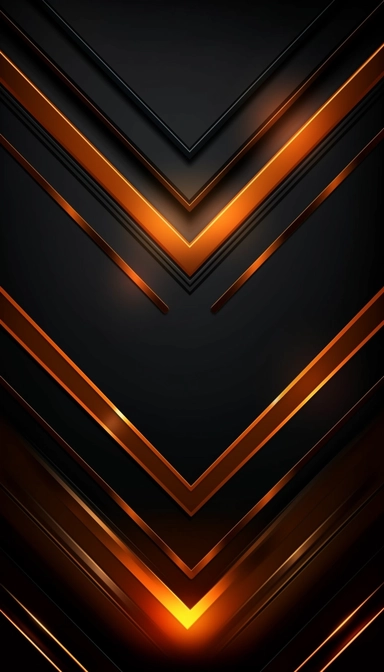 Decorative black and dark orange glow linear vector background clipart, in the style of light& shadow play, layered composition, dark gray and bronze, # vfxfriday, sharp angles, metallic rectangles, depth of layers, high quality, 8k