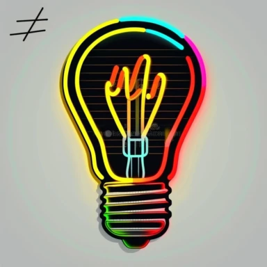 Clip art image of light bulb idea icon, the images should be versatile and suitable for use in a variety of projects such as presentations, social media posts, blog articles, and more. The style should be modern and clean, with bold lines and neon colors