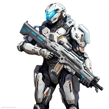 advanced of the future like 2090 combact assault artillary large bore mounted firearms ,clipart , white baground ,mordern armour