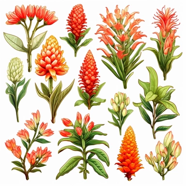 clip art character sheet of hawaiian flowers ginger