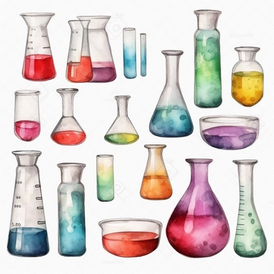 lab beaker, clipart sets. water color, with white background