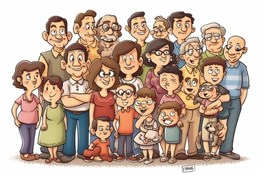 In This Family, No One Fights Alone, clipart, white background, cartoon ,