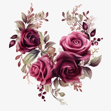 Watercolor dark Burgundy Roses Clipart, flower boarder