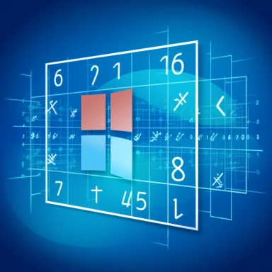 clip art. icon. windows 10 style. Inside, place a simple equation symbols, and numbers coming out of it indicating calculations done to derive new data