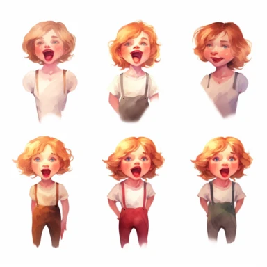 watercolor , illustrations clipart, white background, mouth shapes without face , phonemes,