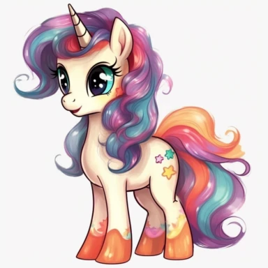 Cute Unicorn, my little pony style, colorful, High Definition, clipart
