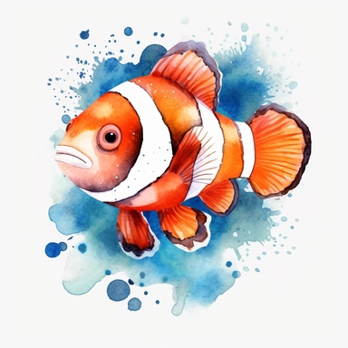 watercolor Clown Fish clipart