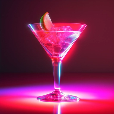 Classic cosmopolitan, no ice in the glass, bold colors, retro neon style, photorealistic, high-resolution photography, transparent background PNG clipart – ar 16:9
