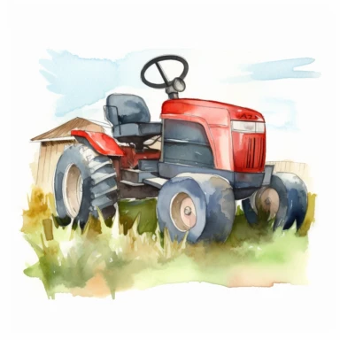 rideon lawn mower, farm, souther, simple, watercolor, clipart--tile