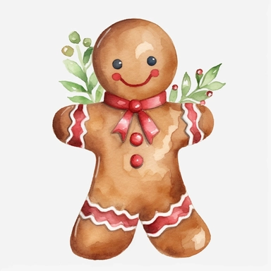 watercolour gingerbread man clipart Christmas