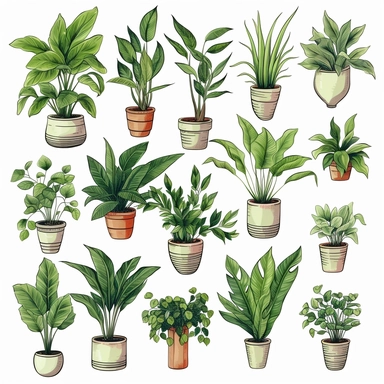 House plants PNG clip art Greenery clipart digital download