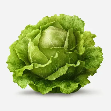 lettuce, illustration vector image, clipart, digital drawing, soft edges and blurred details, cute colorful, realistic super details, white background, object complete display, screen without watermark, element, PNG, 8k--ar 1:1