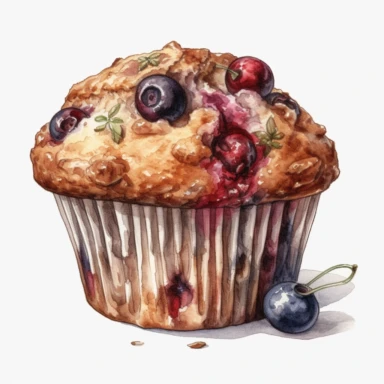 hand painted muffin clipart for cookbook illustration no background