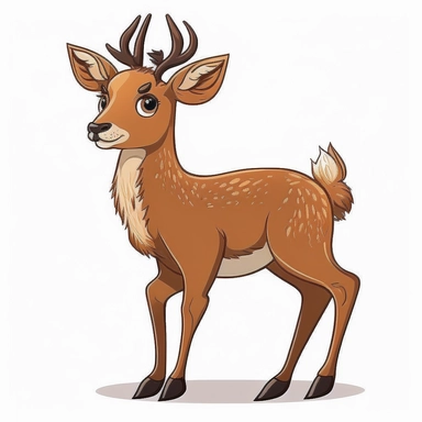cartoon of mutt mixed deer, cute, funny, clipart style, vector style, white background