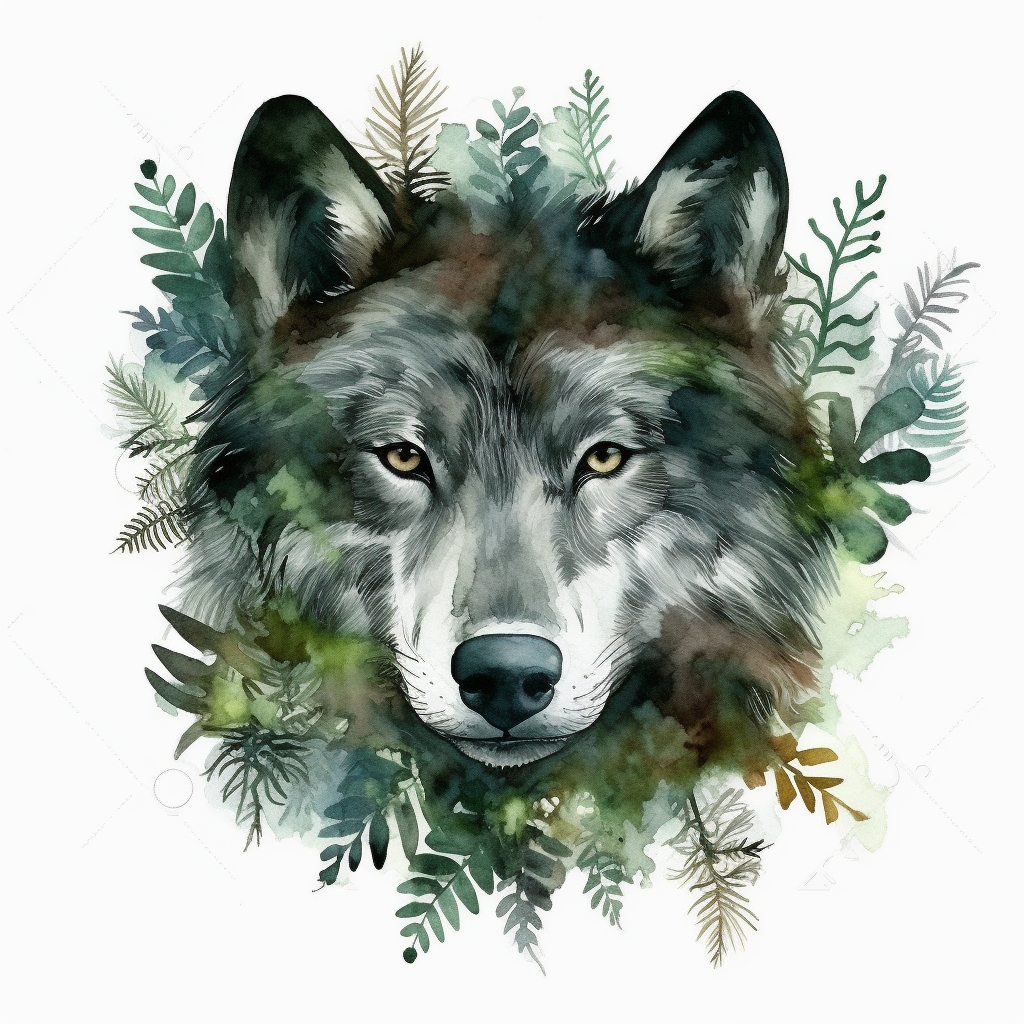 green wolf cliparts